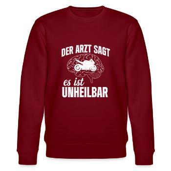 The doctor says it is incurable motorcycle - Stanley/Stella CHANGER Unisex Organic Sweatshirt - burgundy - Front - Nik (191cm) & Marisol (170cm)