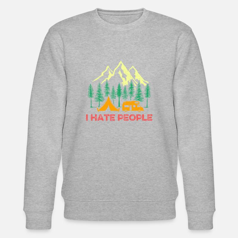I Hate People Camping - Stanley/Stella CHANGER Unisex Organic Sweatshirt - heather grey
