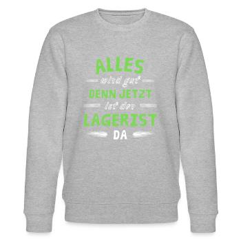 Alles wird gut denn jetzt ist der Lagerist da - Stanley/Stella Unisex Bio-Sweatshirt CHANGER  - Grau meliert - Vorne - Nik (191cm) & Marisol (170cm)