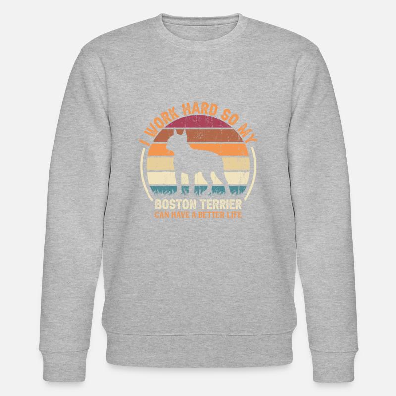 Travaillez dur - Retro Boston Terrier - Sweat bio CHANGER Stanley/Stella Unisexe - gris chiné