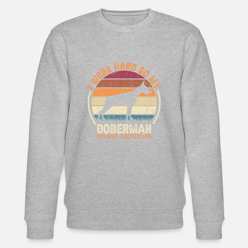 Hart Arbeiten - Retro Doberman - Stanley/Stella Unisex Bio-Sweatshirt CHANGER  - Grau meliert