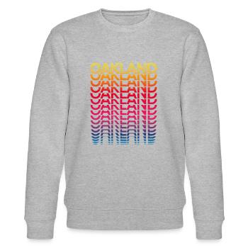 Retro Nostalgisch USA Stadt - Regenbogen Oakland - Stanley/Stella Unisex Bio-Sweatshirt CHANGER  - Grau meliert - Vorne - Nik (191cm) & Marisol (170cm)
