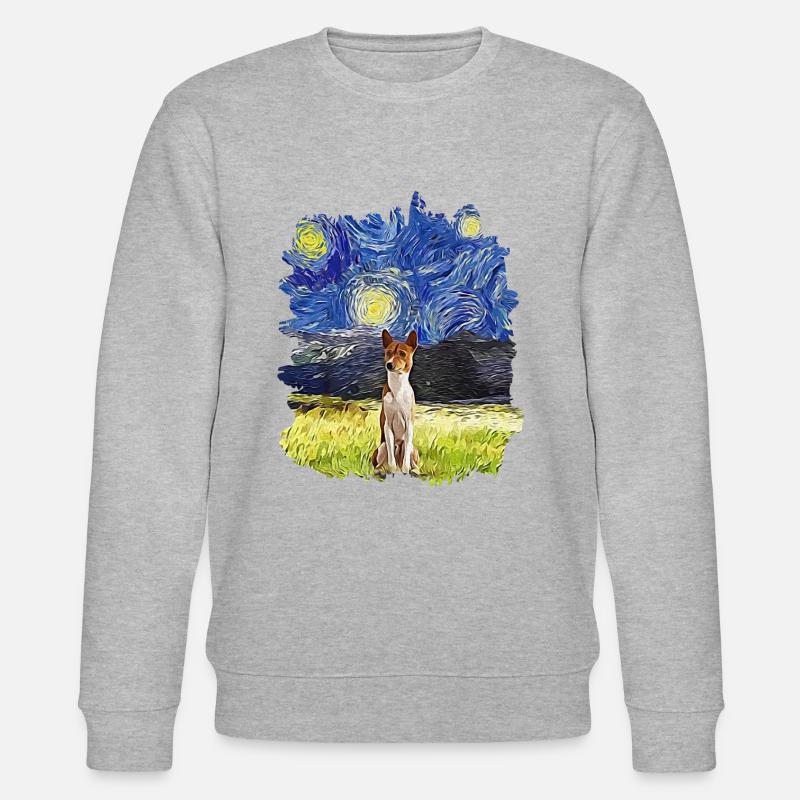 Nuit étoilée - Basenji - Sweat bio CHANGER Stanley/Stella Unisexe - gris chiné