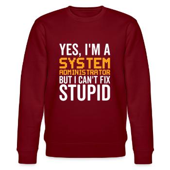 Dumm - Systemadministrator - Stanley/Stella Unisex Bio-Sweatshirt CHANGER  - Burgunderrot - Vorne - Nik (191cm) & Marisol (170cm)