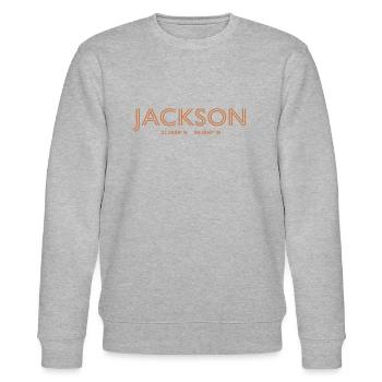 USA Stadt Koordinaten - Jackson - Stanley/Stella Unisex Bio-Sweatshirt CHANGER  - Grau meliert - Vorne - Nik (191cm) & Marisol (170cm)