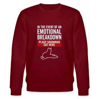 Emotional - Savannah Cat - Stanley/Stella CHANGER Unisex Organic Sweatshirt - burgundy - Front - Nik (191cm) & Marisol (170cm)