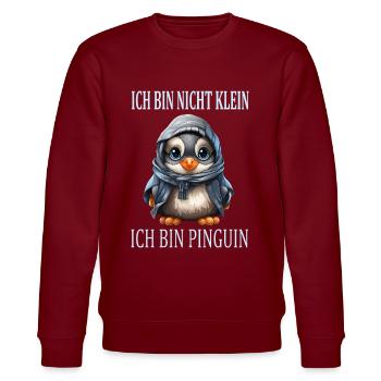 Kleiner süßer Pinguin Lustiger Spruch - Stanley/Stella Unisex Bio-Sweatshirt CHANGER  - Burgunderrot - Vorne - Nik (191cm) & Marisol (170cm)