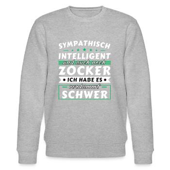 Sympathisch und intelligent - Zocker Edition - Stanley/Stella Unisex Bio-Sweatshirt CHANGER  - Grau meliert - Vorne - Nik (191cm) & Marisol (170cm)