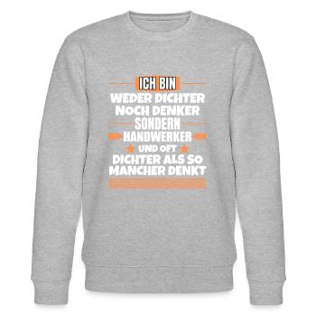 Weder Dichter noch Denker, sondern Handwerker - Stanley/Stella Unisex Bio-Sweatshirt CHANGER  - Grau meliert - Vorne - Nik (191cm) & Marisol (170cm)