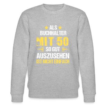 At 50, good looking accountant - Stanley/Stella CHANGER Unisex Organic Sweatshirt - heather grey - Front - Nik (191cm) & Marisol (170cm)