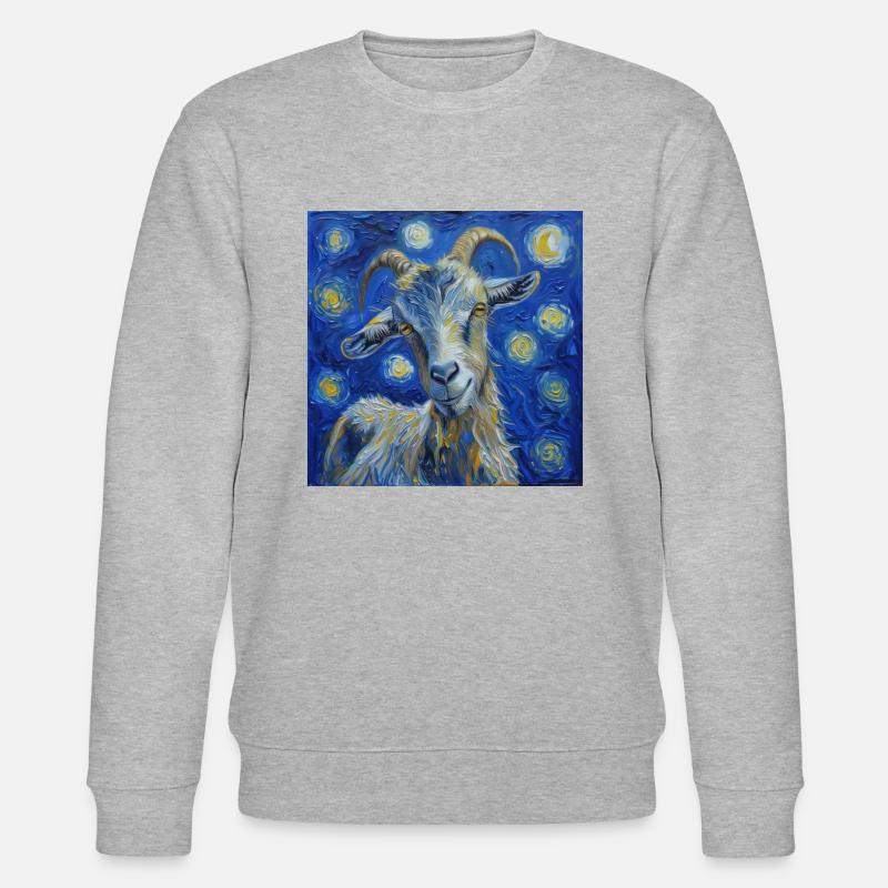 Chèvre Van Gogh Nuit étoilée - Sweat bio CHANGER Stanley/Stella Unisexe - gris chiné