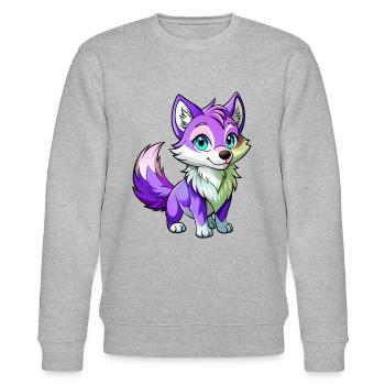 Bébé loup violet - Sweat bio CHANGER Stanley/Stella Unisexe - gris chiné - Devant - Nik (191cm) & Marisol (170cm)