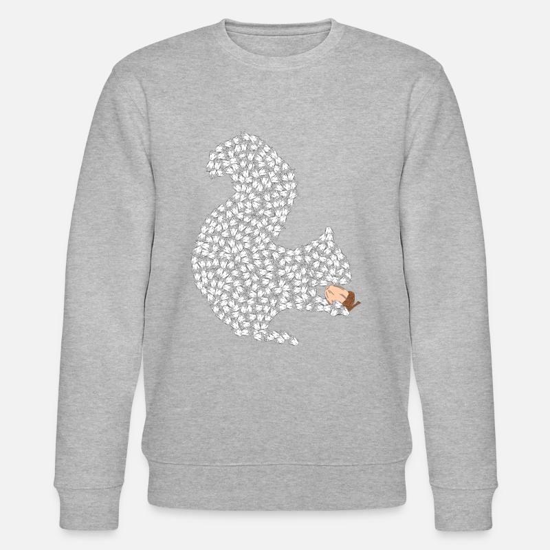 Eichhörnchen aus Nüssen mit Nuß in der Pfote - Stanley/Stella Unisex Bio-Sweatshirt CHANGER  - Grau meliert