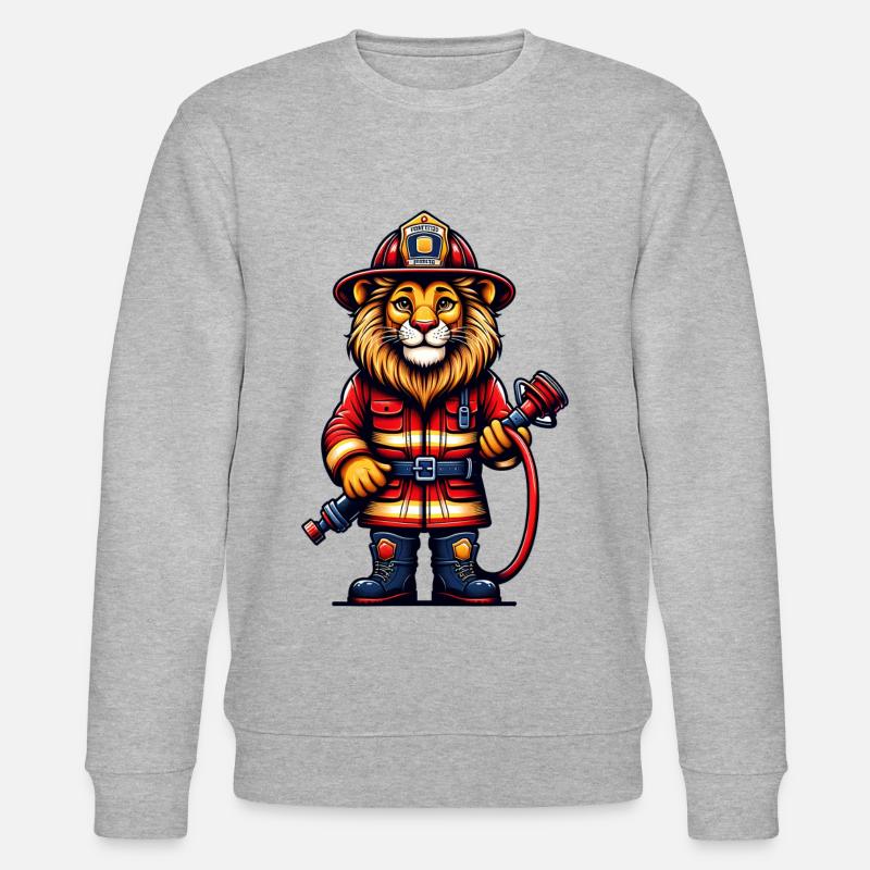 Cute Lion Firefighter - Stanley/Stella Unisex Bio-Sweatshirt CHANGER  - Grau meliert