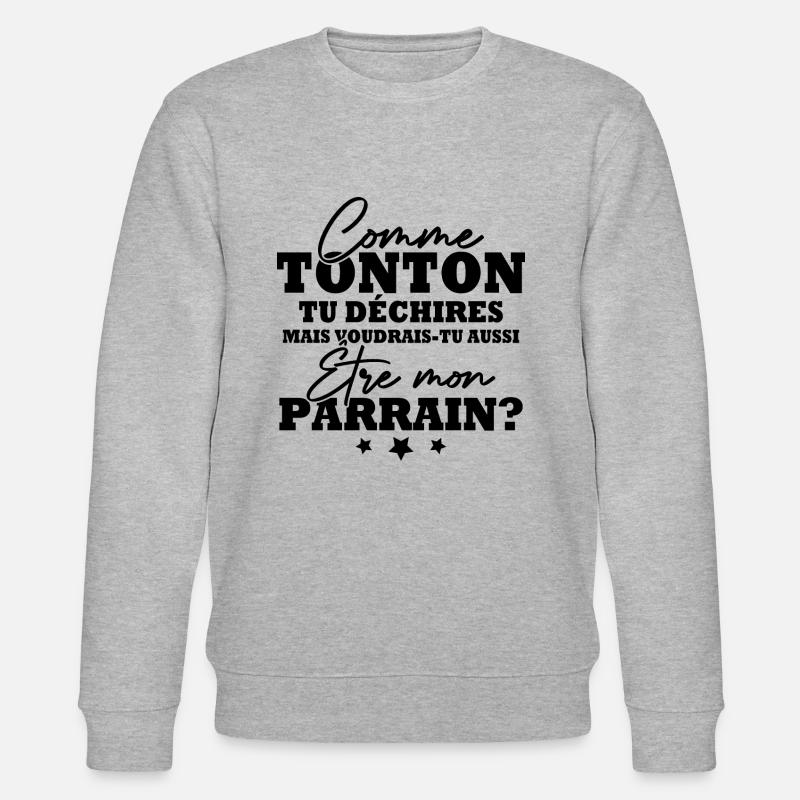 Tonton et parrain - Sweat bio CHANGER Stanley/Stella Unisexe - gris chiné
