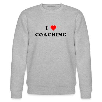 I LOVE COACHING (schwarz/weiße Umrandung) - Stanley/Stella Unisex Bio-Sweatshirt CHANGER  - Grau meliert - Vorne - Nik (191cm) & Marisol (170cm)