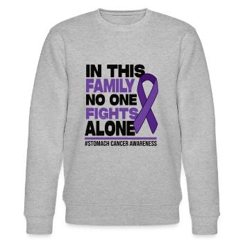 No One Fights Alone - Stomach Cancer Awareness - Stanley/Stella Unisex Bio-Sweatshirt CHANGER  - Grau meliert - Vorne - Nik (191cm) & Marisol (170cm)