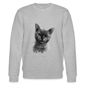 Katzen-Motiv - Stanley/Stella Unisex Bio-Sweatshirt CHANGER  - Grau meliert - Vorne - Nik (191cm) & Marisol (170cm)