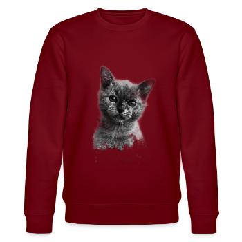 motif de chat - Sweat bio CHANGER Stanley/Stella Unisexe - bordeaux - Devant - Nik (191cm) & Marisol (170cm)