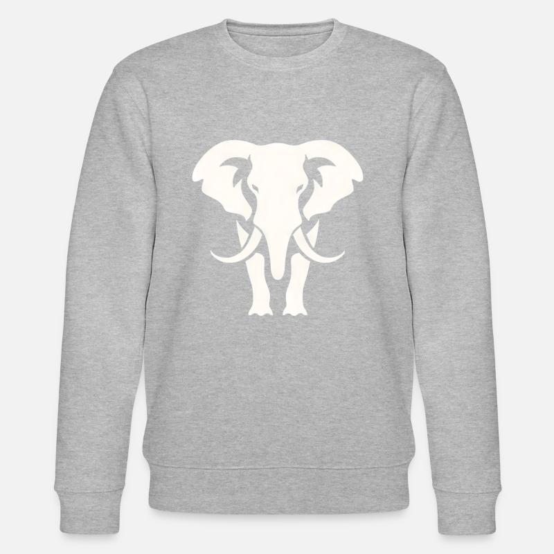 Elefant Silhouette Weiß Logo - Stanley/Stella Unisex Bio-Sweatshirt CHANGER  - Grau meliert