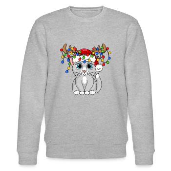 Weihnachts Mieze - Stanley/Stella Unisex Bio-Sweatshirt CHANGER  - Grau meliert - Vorne - Nik (191cm) & Marisol (170cm)