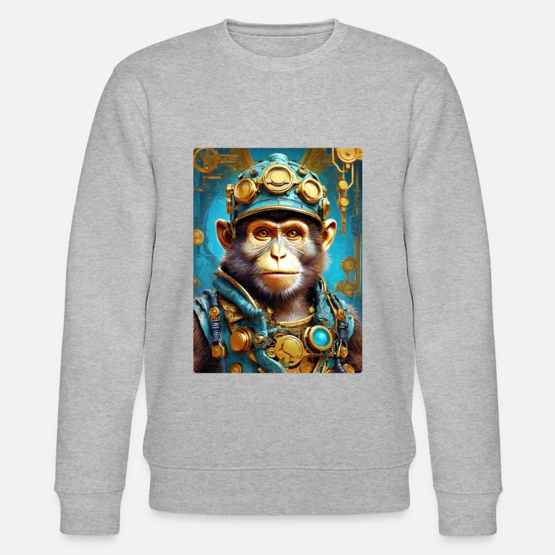 Steampunk Monkey 1.12 - Stanley/Stella CHANGER Unisex Organic Sweatshirt - heather grey