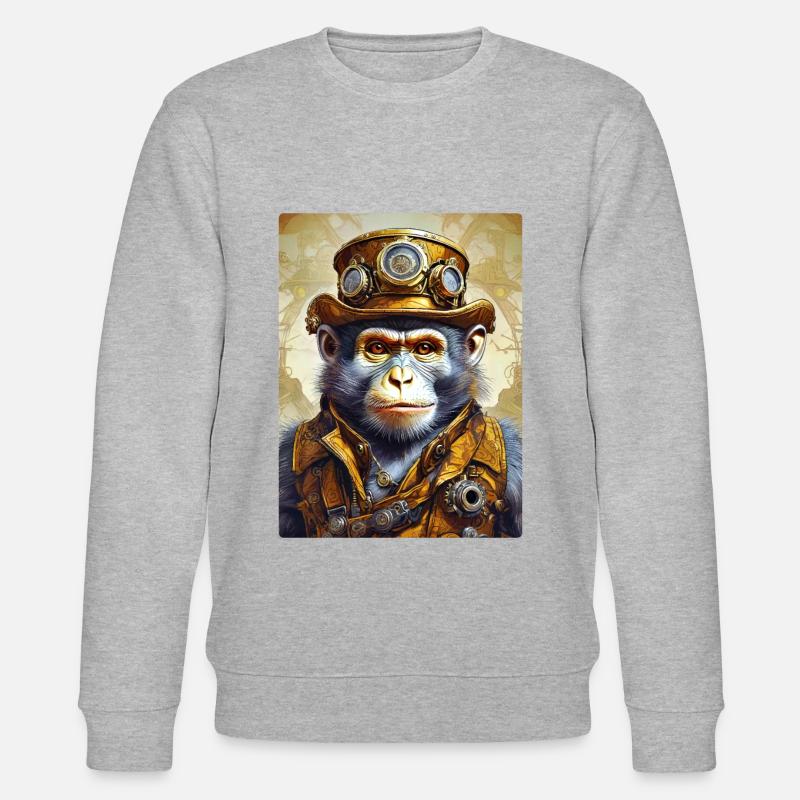 Steampunk Monkey 1.13 - Stanley/Stella CHANGER Unisex Organic Sweatshirt - heather grey