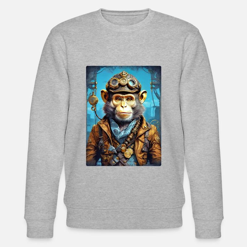Steampunk Monkey 1.7 - Stanley/Stella CHANGER Unisex Organic Sweatshirt - heather grey