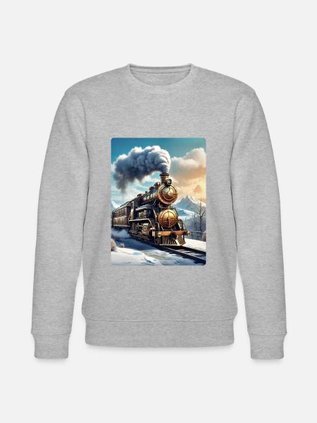 Steampunk Winterlandschaft Dampflok 1.1 - Stanley/Stella Unisex Bio-Sweatshirt CHANGER - Grau meliert