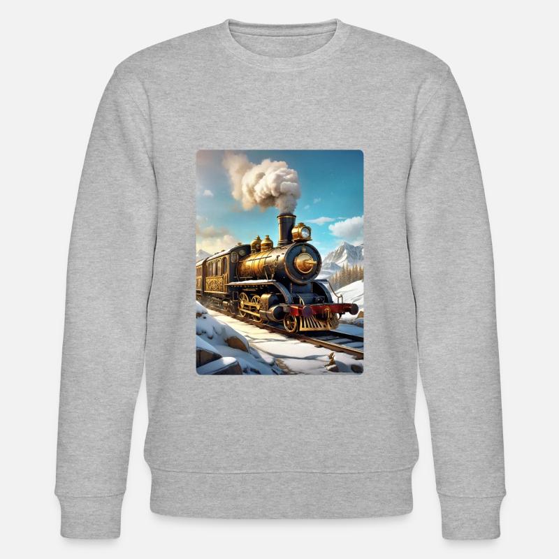 Steampunk Winterlandschaft Dampflok 1.8 - Stanley/Stella Unisex Bio-Sweatshirt CHANGER  - Grau meliert