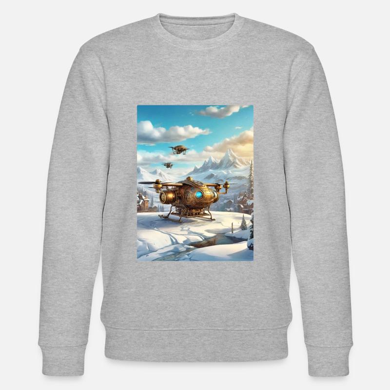 Steampunk Winterlandschaft Drohne 1.6 - Stanley/Stella Unisex Bio-Sweatshirt CHANGER  - Grau meliert