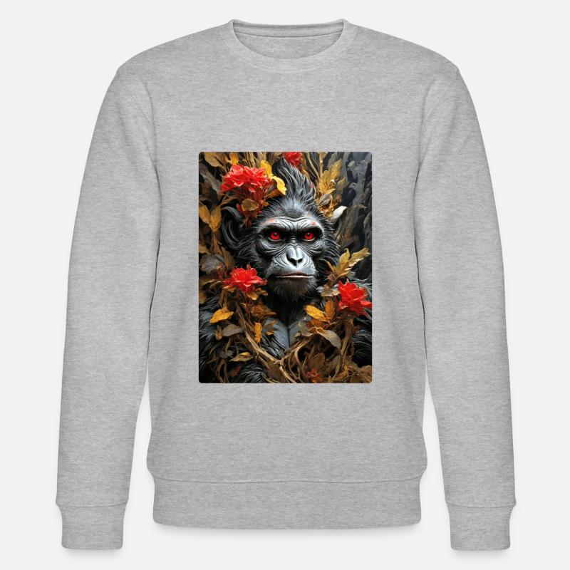Gruselige Pflanzen Affe 1.10 - Stanley/Stella Unisex Bio-Sweatshirt CHANGER  - Grau meliert
