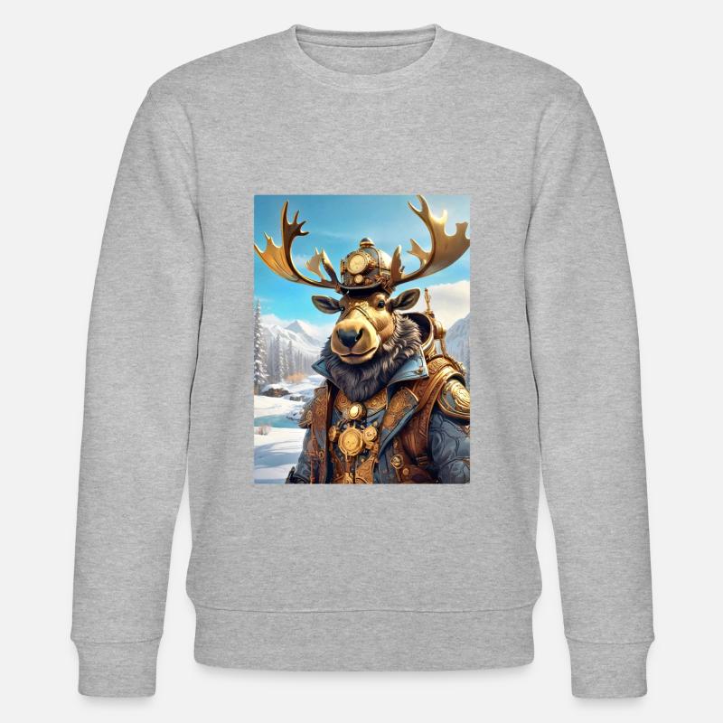 Steampunk Winterlandschaft Elch 1.3 - Stanley/Stella Unisex Bio-Sweatshirt CHANGER - Grau meliert