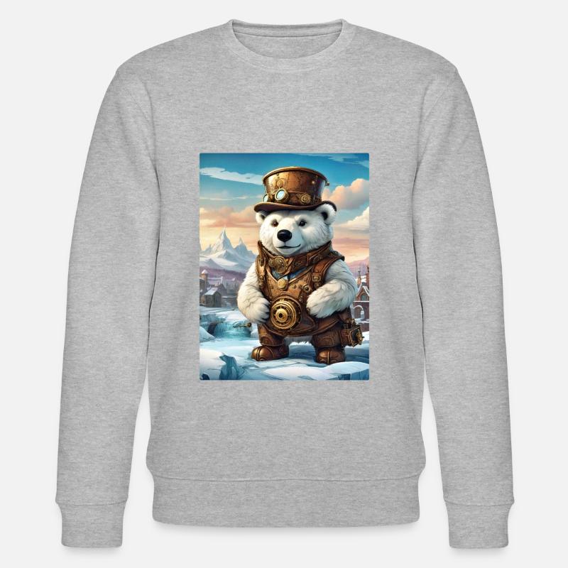 Steampunk Winterlandschaft Eisbär 1.11 - Stanley/Stella Unisex Bio-Sweatshirt CHANGER  - Grau meliert