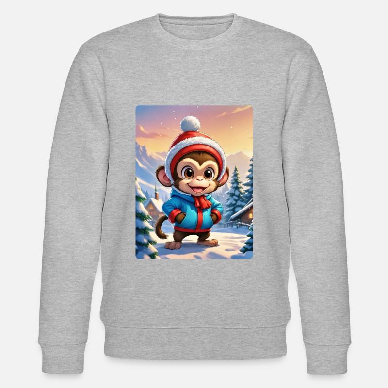 Anime Winterlandschaft Affe 1.2 - Stanley/Stella Unisex Bio-Sweatshirt CHANGER  - Grau meliert