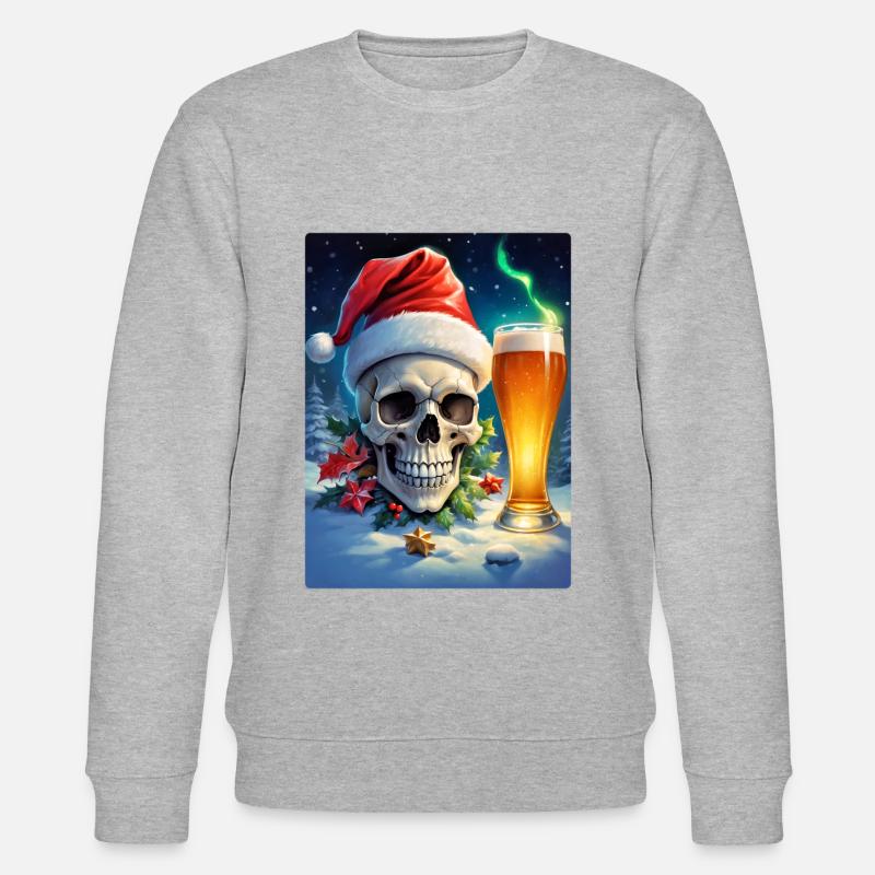 Weihnachten Skull Bier 1.11 - Stanley/Stella Unisex Bio-Sweatshirt CHANGER  - Grau meliert