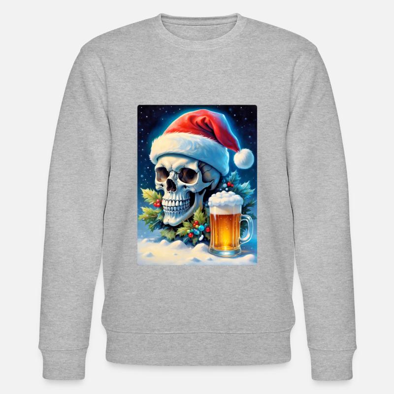 Weihnachten Skull Bier 1.7 - Stanley/Stella Unisex Bio-Sweatshirt CHANGER  - Grau meliert