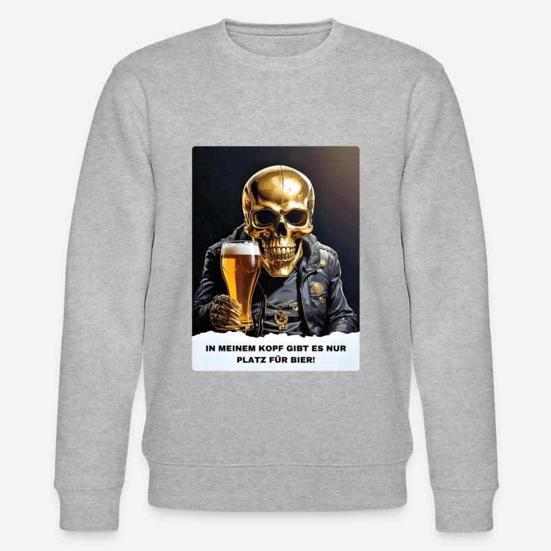 Bier Experte Skull 1.9 - Stanley/Stella Unisex Bio-Sweatshirt CHANGER  - Grau meliert