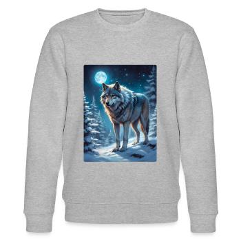 Winter Landscape Wolf 1.3 - Stanley/Stella CHANGER Unisex Organic Sweatshirt - heather grey - Front - Nik (191cm) & Marisol (170cm)