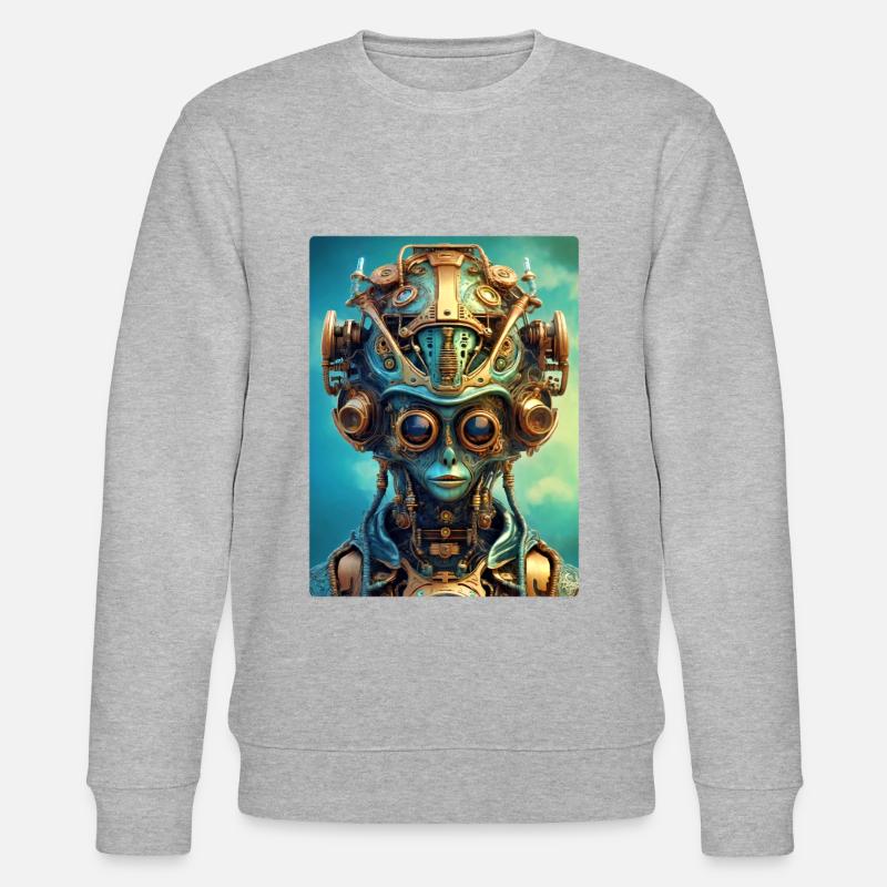 Steampunk Alien 1.3 - Stanley/Stella Unisex Bio-Sweatshirt CHANGER - Grau meliert