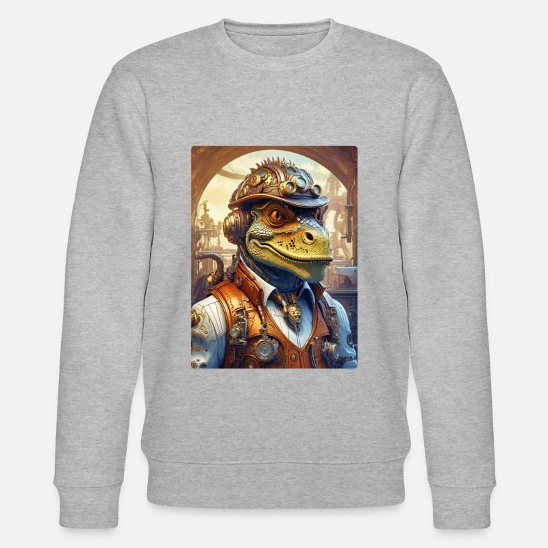 Steampunk Dino 1.5 - Stanley/Stella CHANGER Unisex Organic Sweatshirt - heather grey