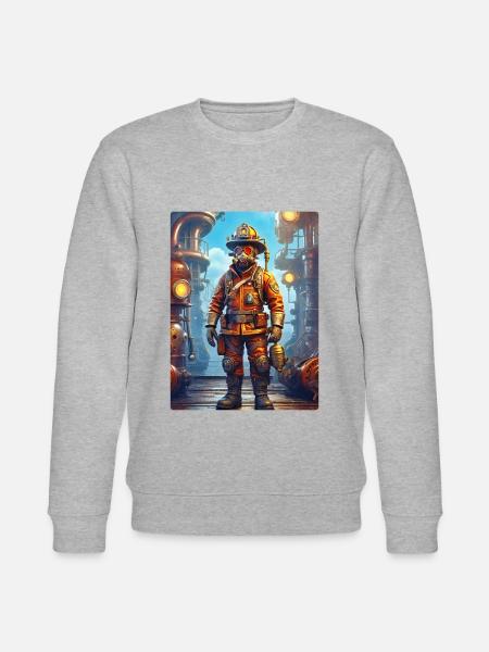 Steampunk Firefighter Man 1.11 - Stanley/Stella CHANGER Unisex Organic Sweatshirt - heather grey
