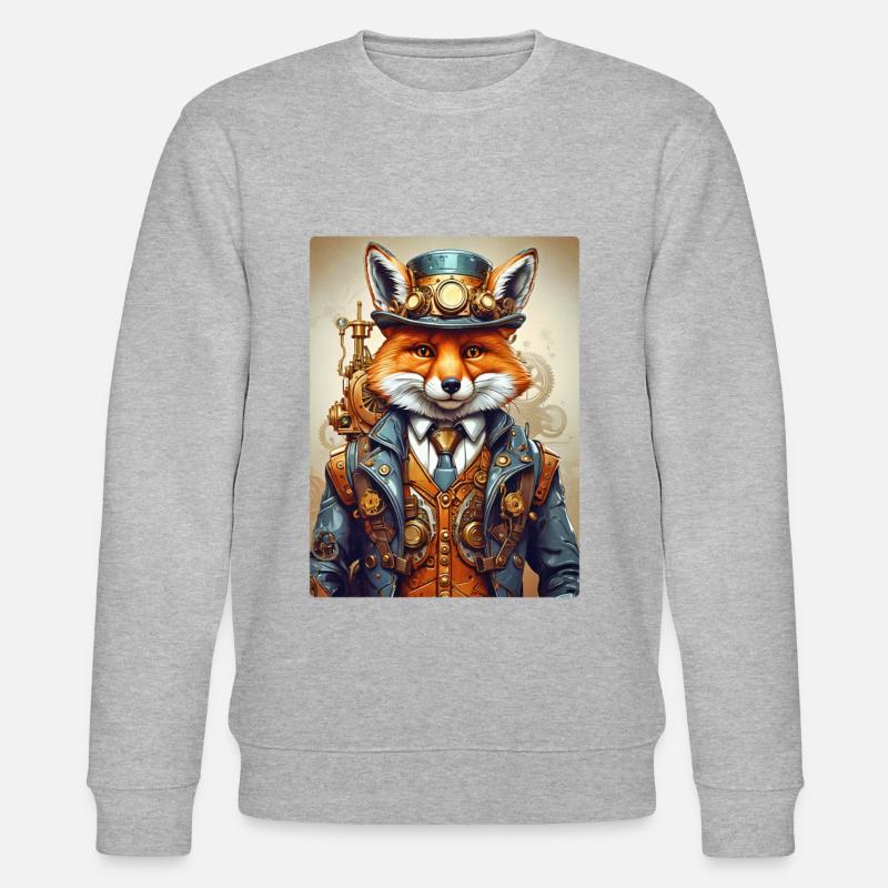Steampunk Firefighter Fox 1.3 - Stanley/Stella CHANGER Unisex Organic Sweatshirt - heather grey
