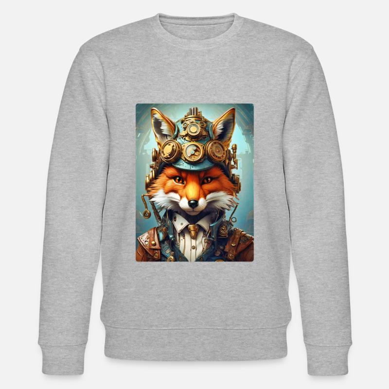 Steampunk Firefighter Fox 1.4 - Stanley/Stella CHANGER Unisex Organic Sweatshirt - heather grey