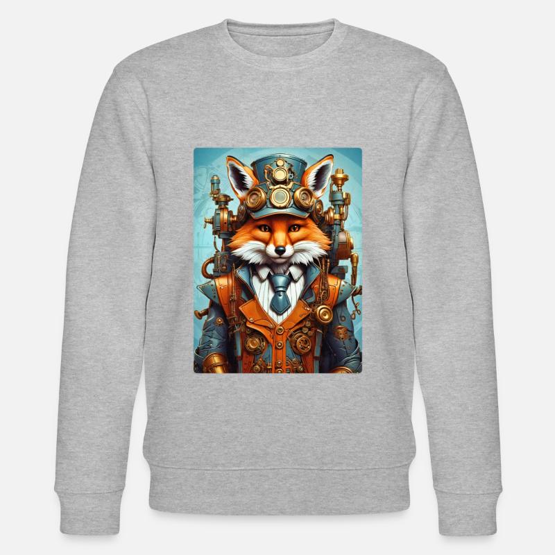 Steampunk Firefighter Fox 1.7 - Stanley/Stella CHANGER Unisex Organic Sweatshirt - heather grey