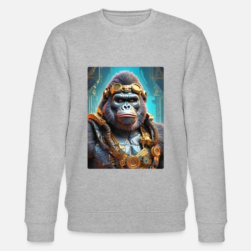 Steampunk Gorilla 1.13 - Stanley/Stella CHANGER Unisex Organic Sweatshirt - heather grey