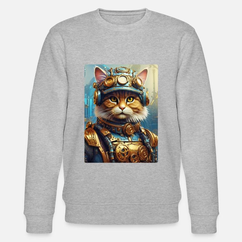 Chat steampunk 1.4 - Sweat bio CHANGER Stanley/Stella Unisexe - gris chiné