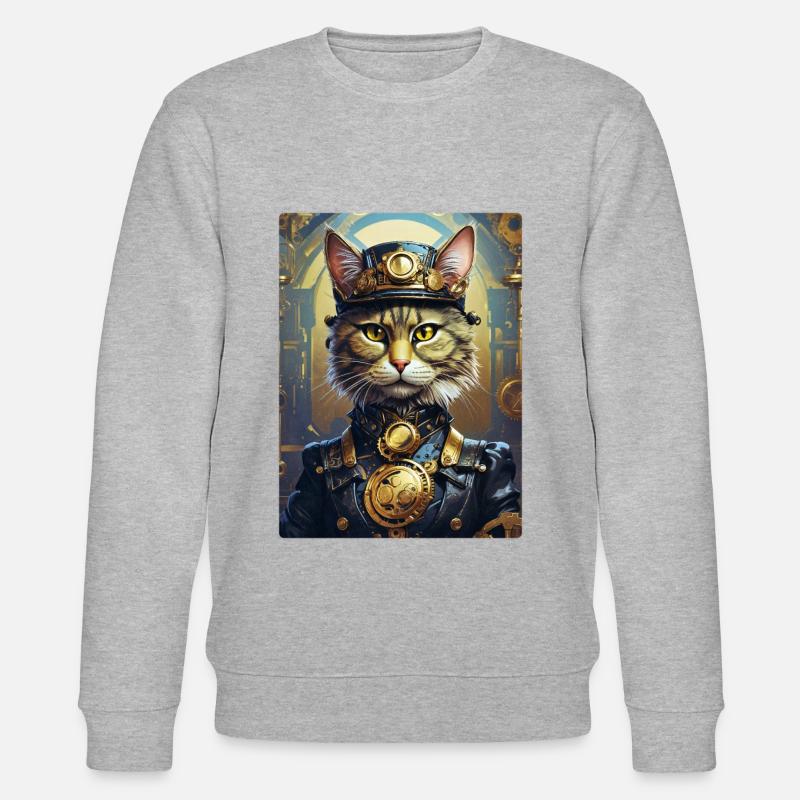 Steampunk Katze 1.8 - Stanley/Stella Unisex Bio-Sweatshirt CHANGER  - Grau meliert