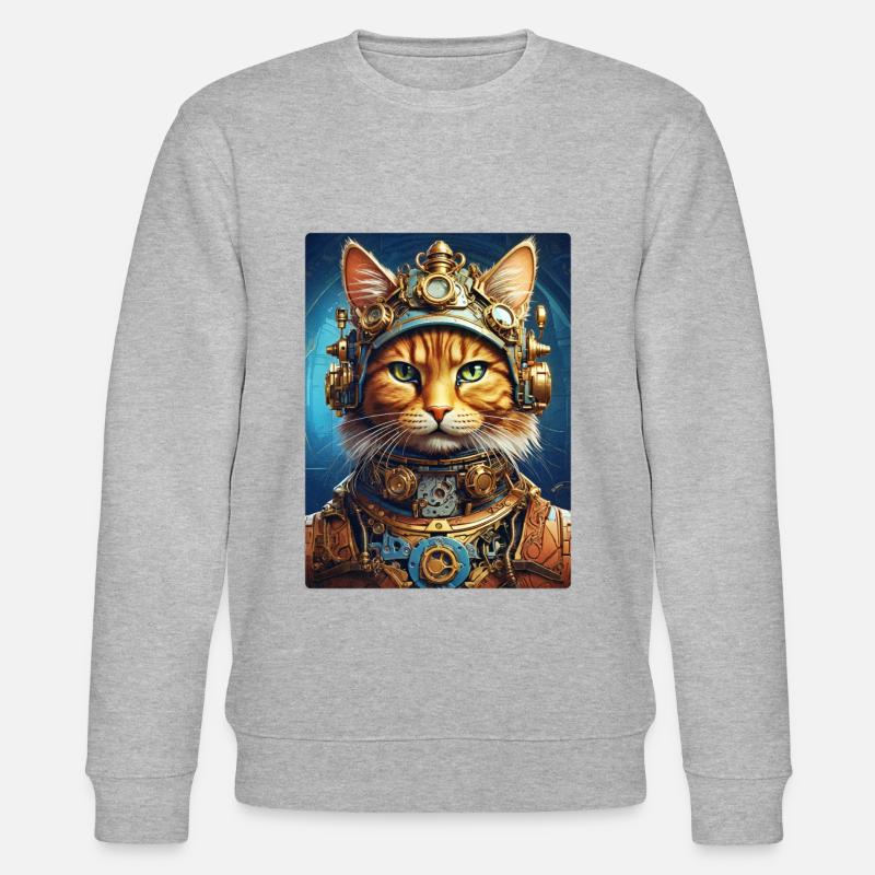 Steampunk Cat 1.13 - Stanley/Stella CHANGER Unisex Organic Sweatshirt - heather grey