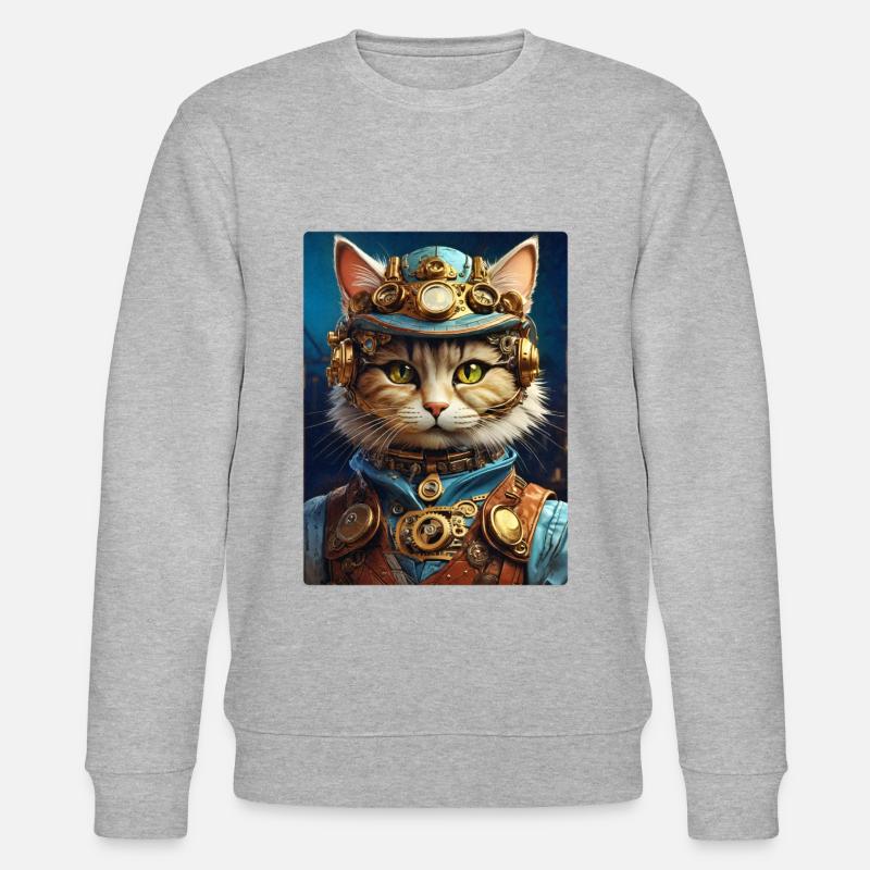 Chat steampunk 1.10 - Sweat bio CHANGER Stanley/Stella Unisexe - gris chiné